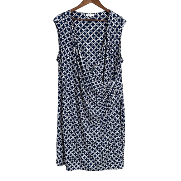 Charter Club Dresses & Skirts - Charter Club Blue White Faux Wrap Dress Size 3X